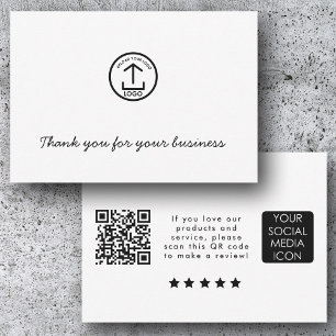 Business Logo Review Link QR Code Thank You White Card