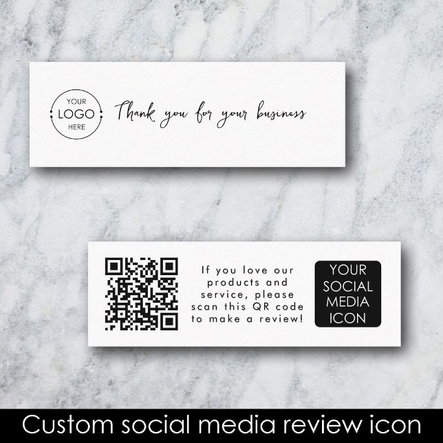 Business Logo Review Link QR Code Thank You White Mini Business Card (Business Logo Review Link QR Code Thank You White Mini Business Card)