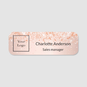 Business logo rose gold employee name tag