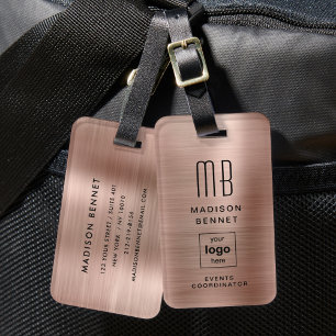 Business Logo Rose Gold Professional Travel Luggage Tag