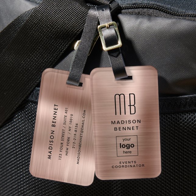 Business Logo Rose Gold Professional Travel Luggage Tag (Business Logo Rose Gold Professional Travel Luggage Tag)