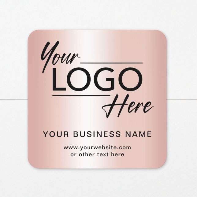 Business Logo Rose Gold Square Sticker (Creator Uploaded)