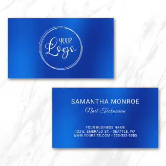 Business Logo Royal Blue Ombre Blur Card