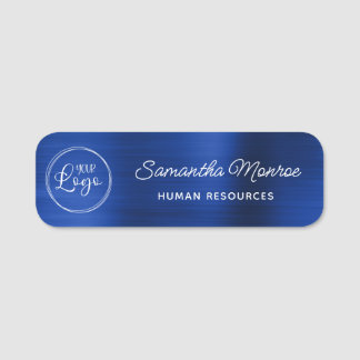Business Logo Royal Navy Blue Foil Name Tag