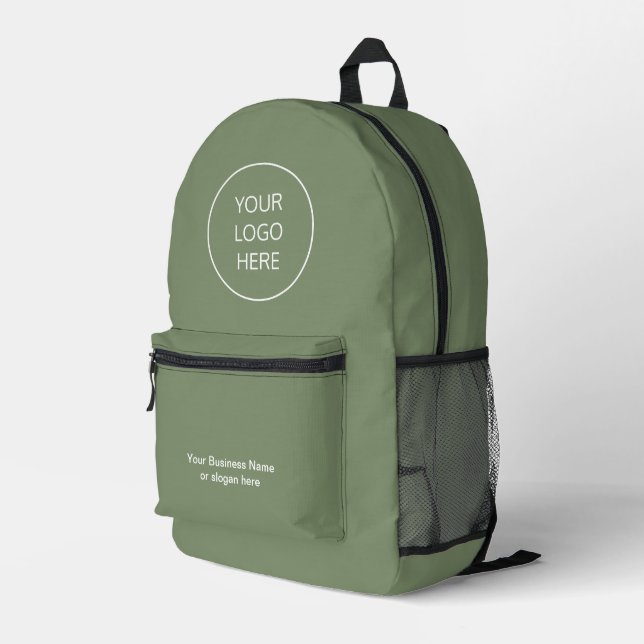 Business Logo Sage Green Backpack (Back Corner Right)