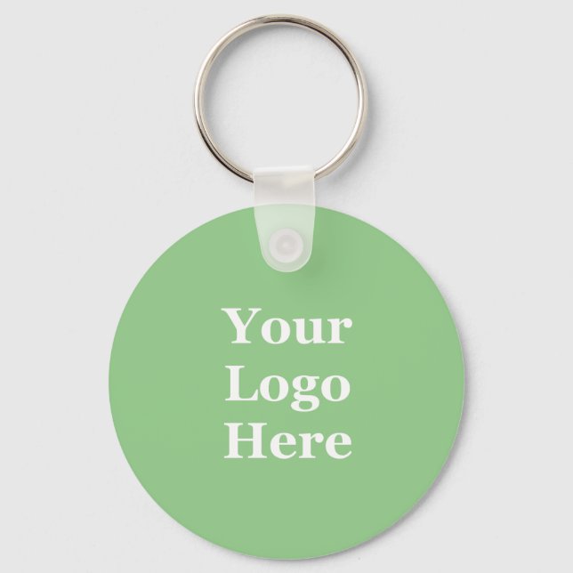 Business Logo Sage Green Branded Template Key Ring (Front)