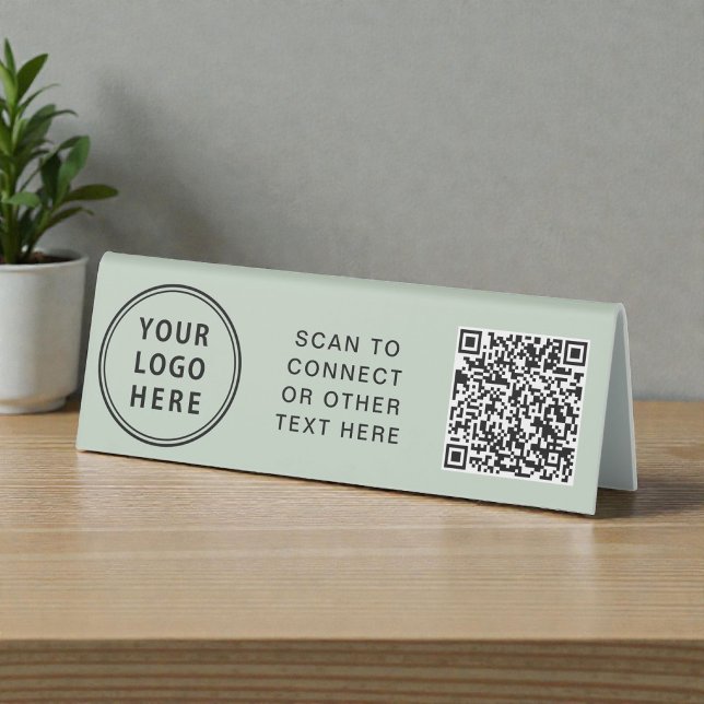 Business Logo Sage Green QR Code (Business Logo Sage Green QR Code Table Tent)