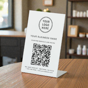Business Logo Scan Me QR Code Pedestal Sign