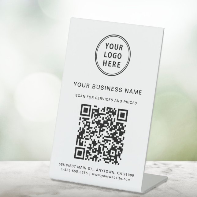 Business Logo Scan Me QR Code Pedestal Sign (Creator Uploaded)