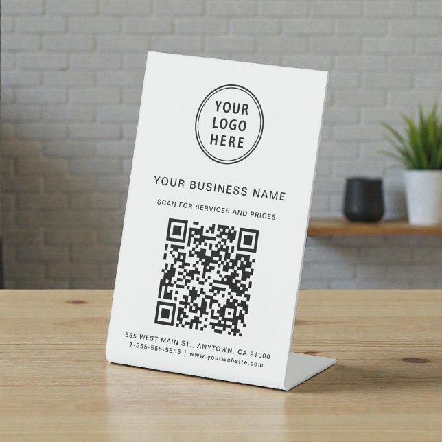 Business Logo Scan Me QR Code Social Media Pedestal Sign (Business Logo Scan Me QR Code Pedestal Sign)