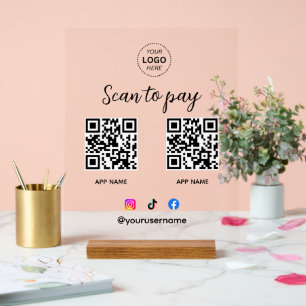 Business Logo Scan To Pay Qr Code  Acrylic Sign
