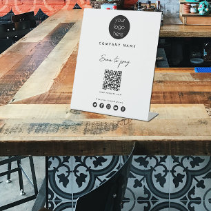 Business Logo Scan to Pay QR Code Social Media Pedestal Sign