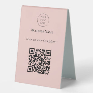 Business Logo Scan to View Menu QR Code Sign,