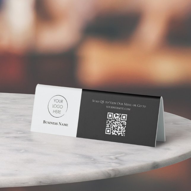 Business Logo Scan to View Menu QR Code, Tabletop (Creator Uploaded)