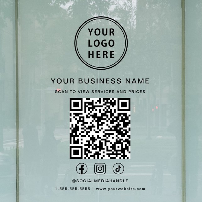 Business Logo Scan To View QR Code Window Cling (Business Logo Scan To View QR Code Window Cling)