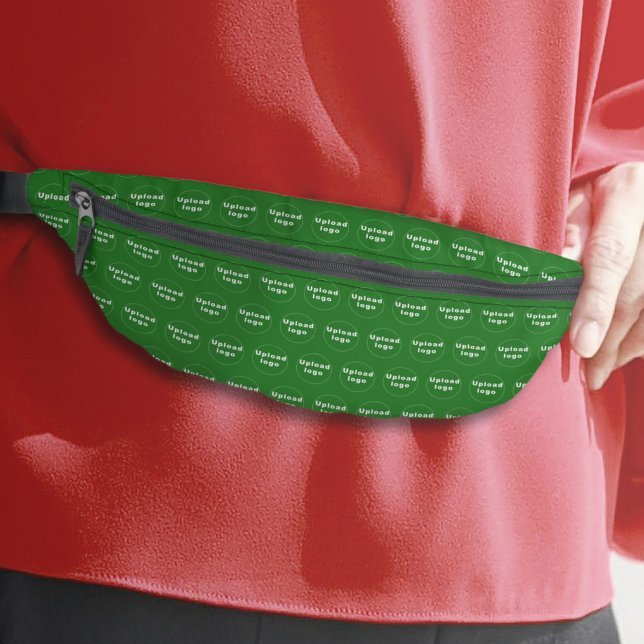 Business Logo Seamless Pattern on Green Fanny Pack (Business logo seamless pattern on green fanny pack)