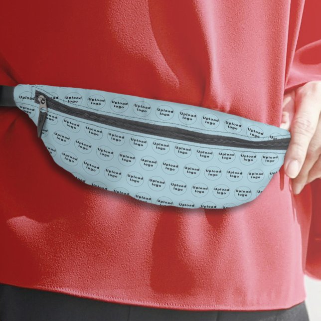 Business Logo Seamless Pattern on Light Blue Bum Bags (Business logo seamless pattern on light blue fanny pack)