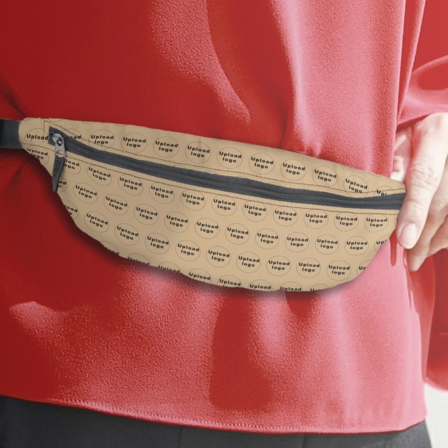 Business Logo Seamless Pattern on Light Brown Bum Bags (Business logo seamless pattern on light brown fanny pack)