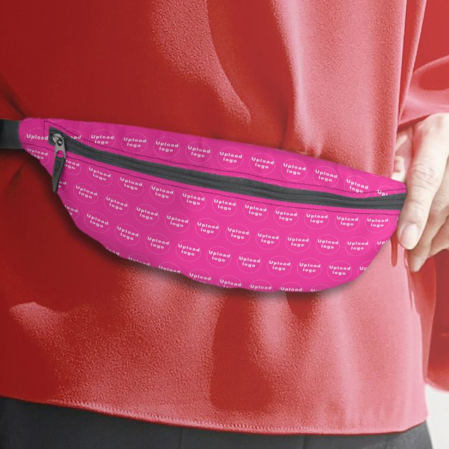 Business Logo Seamless Pattern on Pink Fanny Pack (Business logo seamless pattern on pink fanny pack)