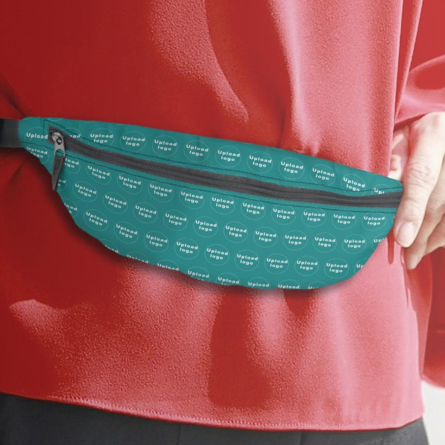 Business Logo Seamless Pattern on Teal Green Bum Bags (Business logo seamless pattern on teal green fanny pack)