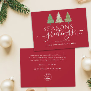 Business Logo Seasons Greetings Christmas Trees Holiday Card
