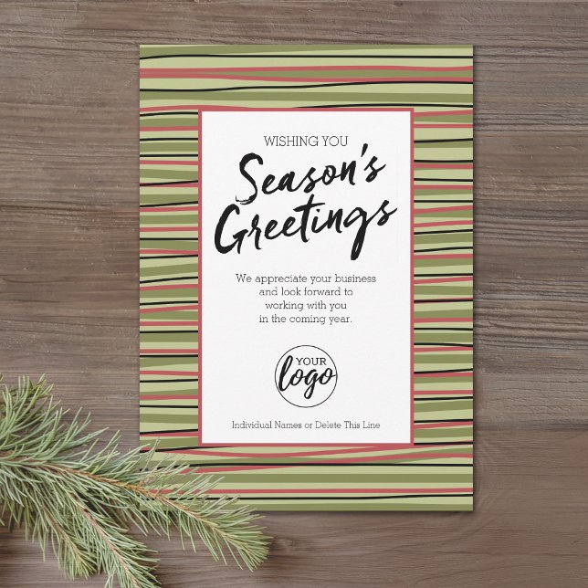 Business Logo Season's Greetings Holiday Card (Office Holiday Party Invitation)