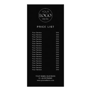 Business Logo Service Price List Chic Black Rack Card