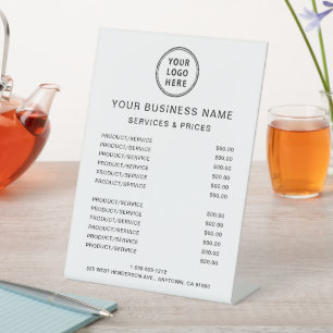 Business Logo Services Product Price List Pedestal Sign