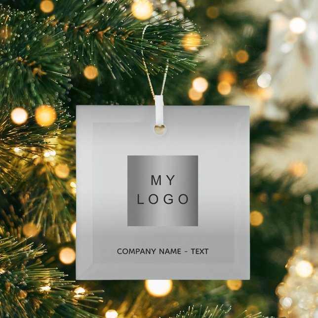 Business logo silver Christmas Glass Tree Decoration (Creator Uploaded)