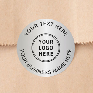Business Logo Silver Classic Round Sticker