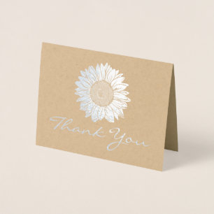 Business Logo Silver Foil Sunflower Thank You Card