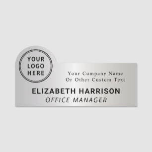 Business Logo Silver Name Tag