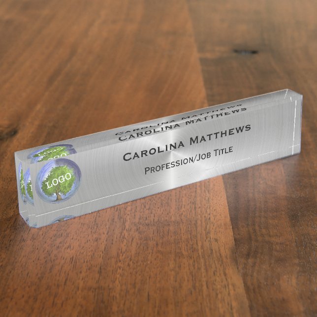 Business Logo Silver Nameplate (Side)