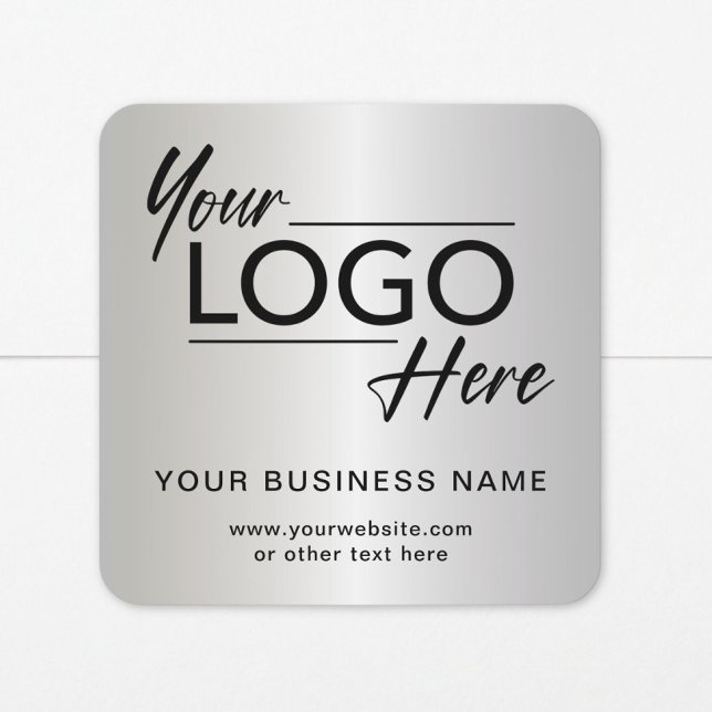 Business Logo Silver Square Sticker (Creator Uploaded)