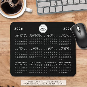 Business Logo Simple 2026 Calendar Custom Colours Mouse Mat