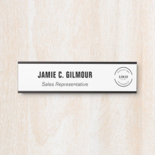 Business logo Simple Black White Custom Employee Door Sign