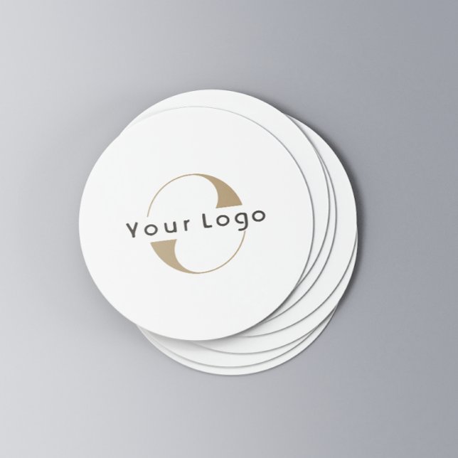 Business logo Simple Clean Minimal Company Round Paper Coaster (Creator Uploaded)