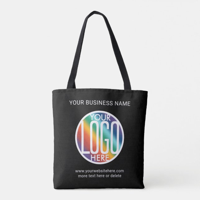 Business Logo Simple Corporate Promotional Black Tote Bag (Back)