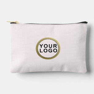 Business Logo Simple Elegant Modern Blush Pink Accessory Pouch