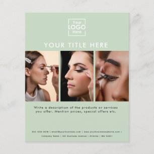 Business Logo Simple Green Beauty Salon 3 Photos Flyer