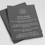 Business Logo | Simple Grey White Custom Flyer<br><div class="desc">A simple custom grey and white business flyer template in a simple minimalist style which can be easily modified and updated with your own business logo,  product details,  pricing and more! Choose the size of the flyer and type of paper from the options menu.</div>