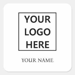 Business Logo Simple Minimal Custom Promotional Square Sticker