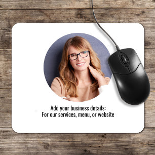 Business Logo Simple Minimalist Blue and White Mouse Mat