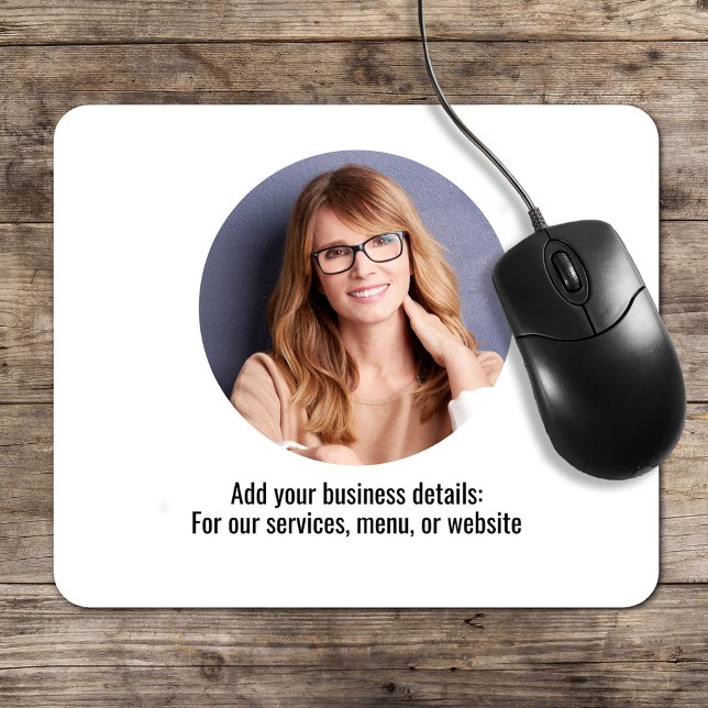 Business Logo Simple Minimalist Blue and White Mouse Mat (Simple business photo or logo mouse pad. )