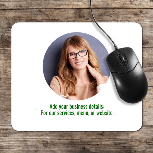 Business Logo Simple Minimalist Green and White Mouse Mat