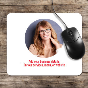 Business Logo Simple Minimalist Red and White Mouse Mat