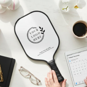 Business Logo Simple Modern Black Corporate Pickleball Paddle