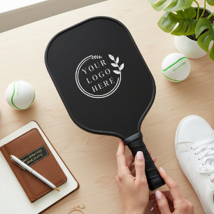 Business Logo Simple Modern Black Corporate Pickleball Paddle