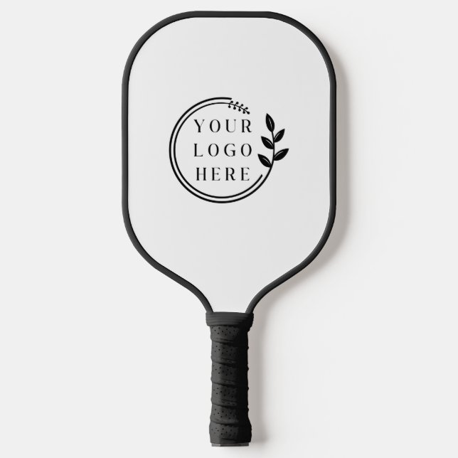 Business Logo Simple Modern White Corporate Pickleball Paddle (Front)