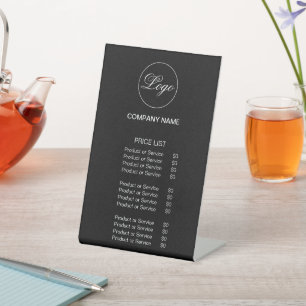  Business Logo Simple Price List Black Pedestal Sign
